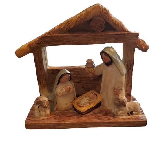 Premier Nativity Manger Scene Resin 4" Base 3.75" Tall 1.73" Width - Picture 1 of 5